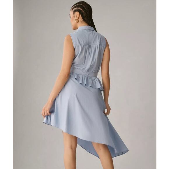 20W Maeve Anthropologie Asymmetrical Powder Blue Dress Minimalist Chic Feminine - Picture 2 of 15
